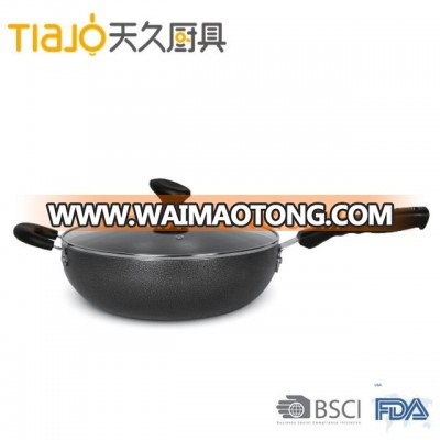 Aluminum non-stick wok pan with tempered glass lid