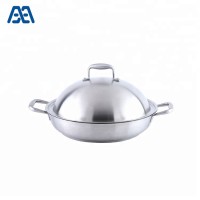 Factory supply cooking pan tri-ply stainless steel wok