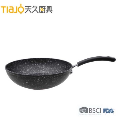 Aluminum forged wok with soft touch handle